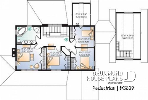 2nd level - 4 bedroom lakefront home design, open floor concept, 9' ceiling, screened in porch, 2-car garage - Pedestrian