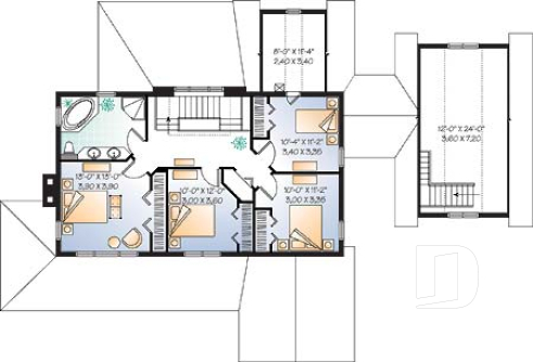 2nd level - 4 bedroom lakefront home design, open floor concept, 9' ceiling, screened in porch, 2-car garage - Pedestrian
