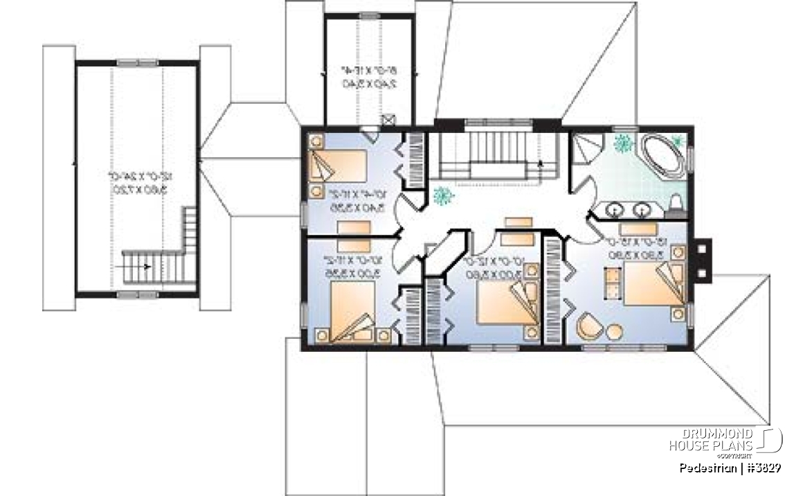 2nd level - 4 bedroom lakefront home design, open floor concept, 9' ceiling, screened in porch, 2-car garage - Pedestrian