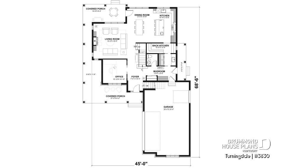 1st level - Traditional home with wraparound porch, 4 bedrooms, 2+ car garage, home office, large bonus space - Turningdale