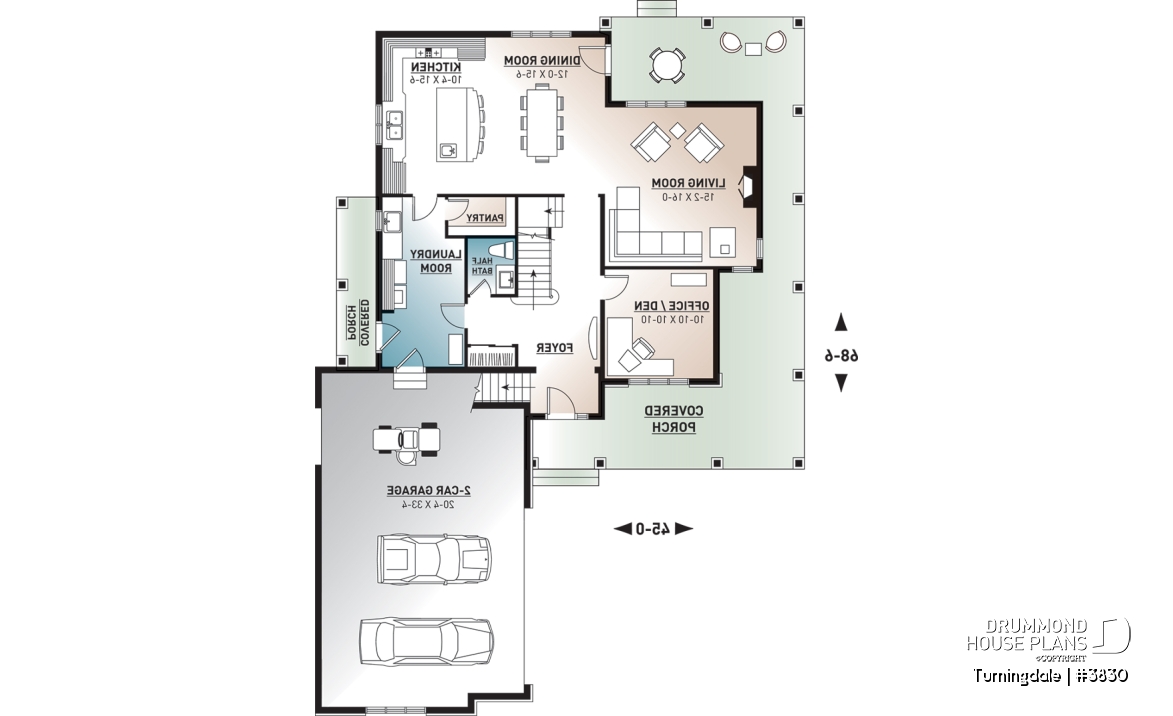1st level - Traditional home with wraparound porch, 4 bedrooms, 2+ car garage, home office, large bonus space - Turningdale
