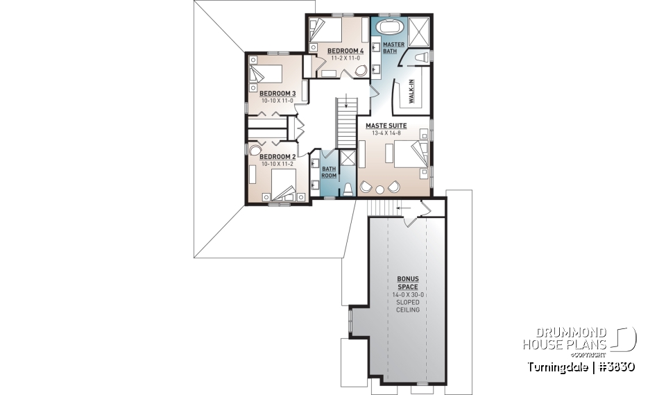 2nd level - Traditional home with wraparound porch, 4 bedrooms, 2+ car garage, home office, large bonus space - Turningdale