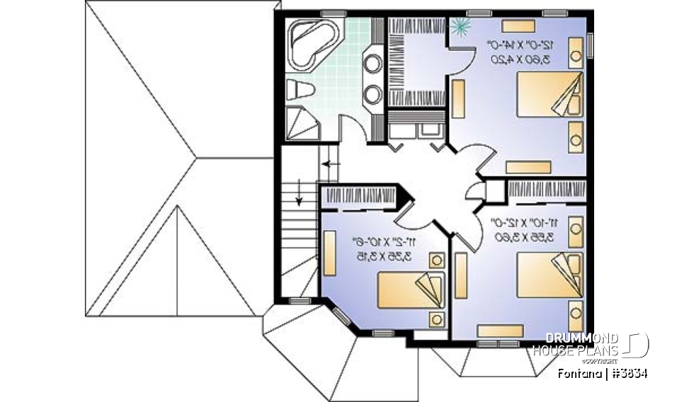 2nd level - American cottage with garage, 3 bedrooms, kitchen with island, dual sink - Fontana