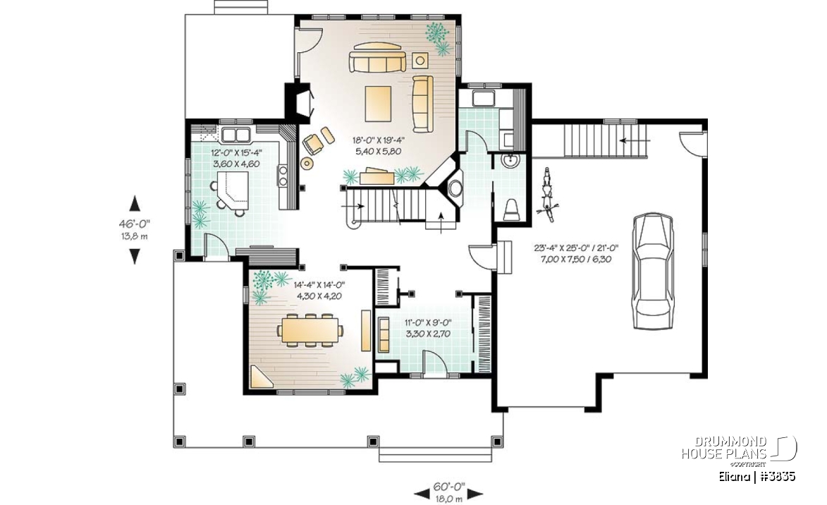 1st level - Large foyer, formal dining, 4 bedrooms, family room with fireplace, 2-car garage - Eliana