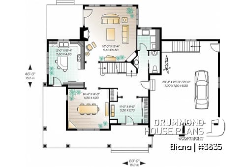1st level - Large foyer, formal dining, 4 bedrooms, family room with fireplace, 2-car garage - Eliana