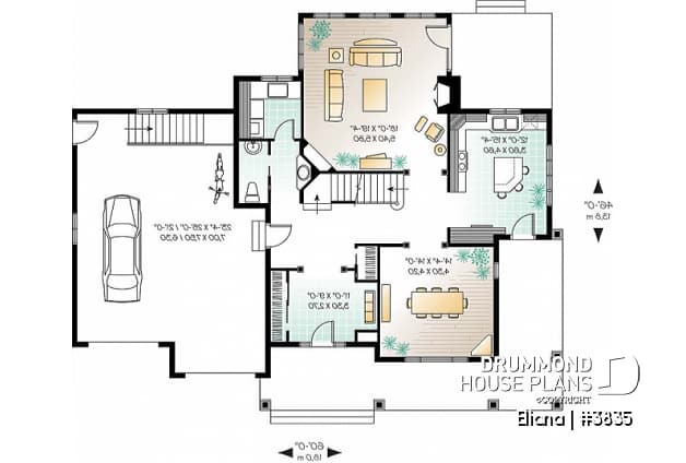1st level - Large foyer, formal dining, 4 bedrooms, family room with fireplace, 2-car garage - Eliana