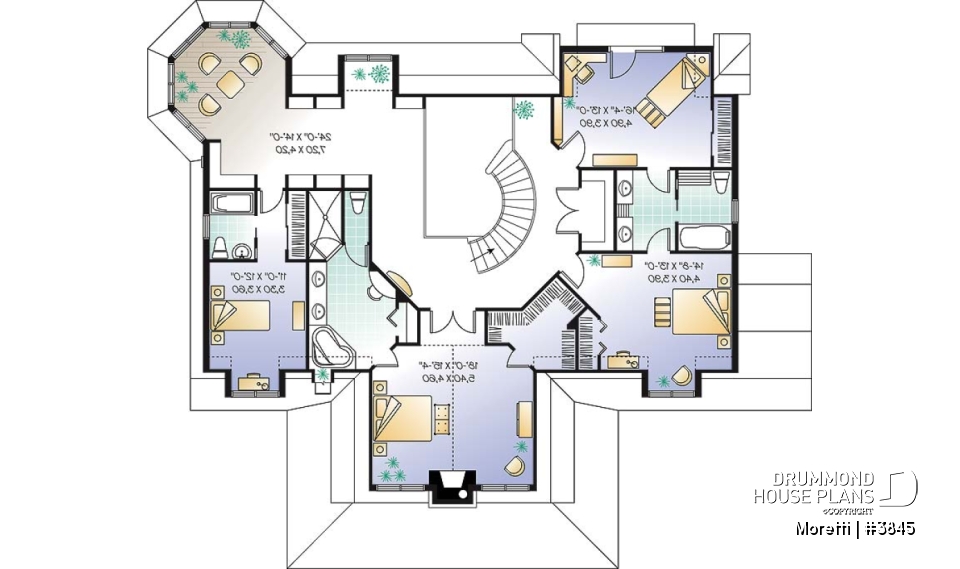 2nd level - 4 bedroom barn style house plan, 3-car garage, 2 master suites, formal dining &amp; living rooms, covered deck - Moretti