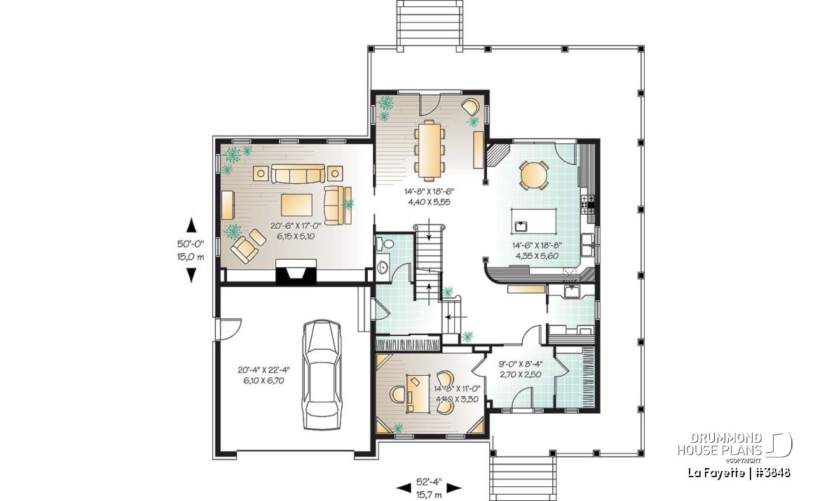 1st level - Country American style home, large master suite with 4+ bedrooms and 9' ceilings, home office, fireplace - La Fayette