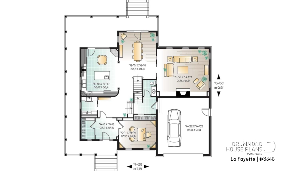 1st level - Country American style home, large master suite with 4+ bedrooms and 9' ceilings, home office, fireplace - La Fayette