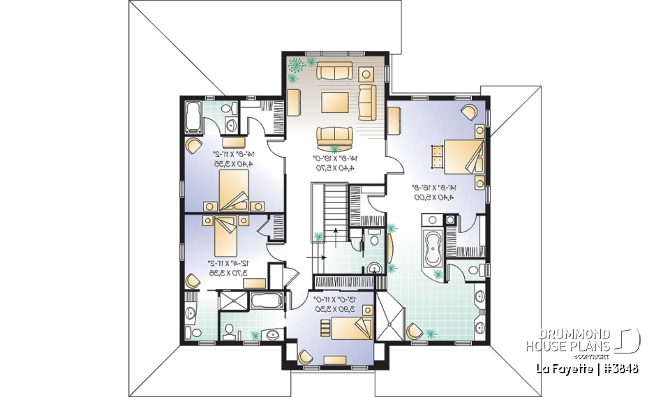 2nd level - Country American style home, large master suite with 4+ bedrooms and 9' ceilings, home office, fireplace - La Fayette