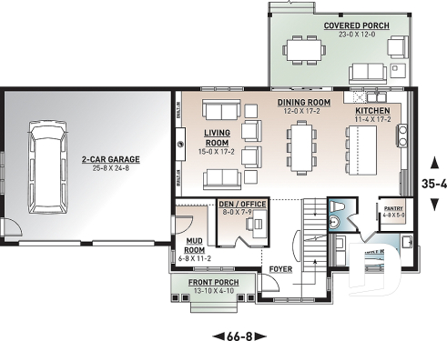 1st level - 4 bedroom house plan with 2-car garage, pantry, mud room, master on 2nd floor, home office and more! - Nikolas 3