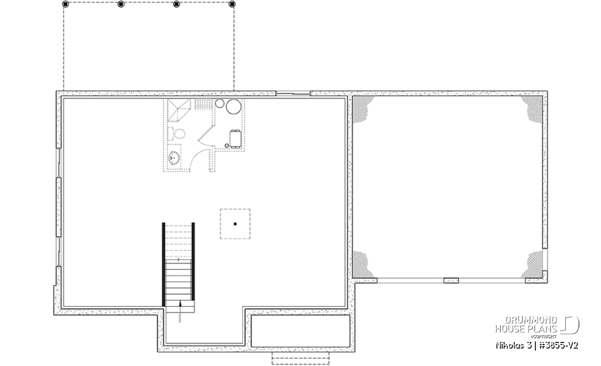 Basement - 4 bedroom house plan with 2-car garage, pantry, mud room, master on 2nd floor, home office and more! - Nikolas 3