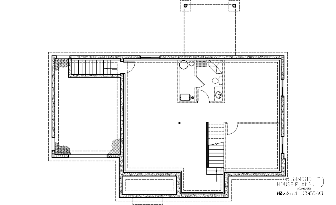 Basement - Beautiful country farmhouse style house plan with 3 bedrooms, garage, den, pantry, mudroom - Nikolas 4