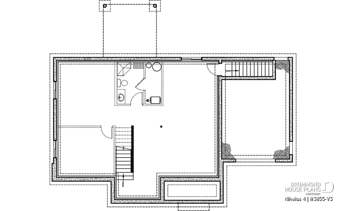 Basement - Beautiful country farmhouse style house plan with 3 bedrooms, garage, den, pantry, mudroom - Nikolas 4