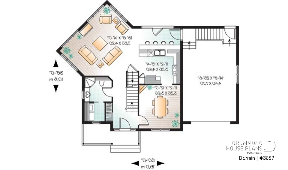 1st level - 2 storey 3 bedroom house plan with garage, spacious family room with lots of windows, formal dining room - Darmin