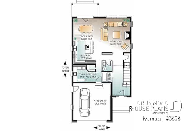 1st level - Narrow lot house plan, master suite, home office, secondary beds with jack and jill bathroom - Iverness