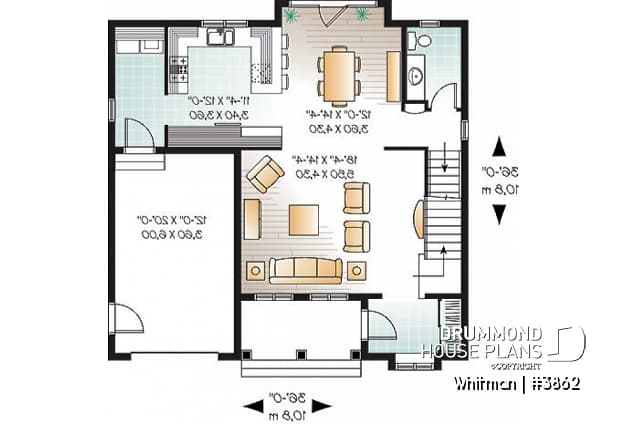 1st level - Affordable American style home plan with 3 bedrooms and master suite, garage - Whitman