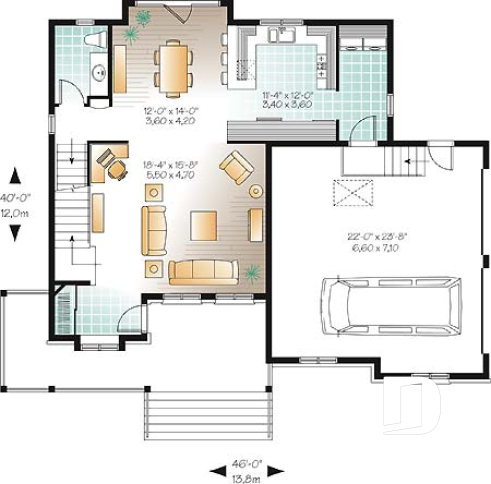1st level - Great country house plan with master suite, well appointed kitchen and double garage - Whitman 2