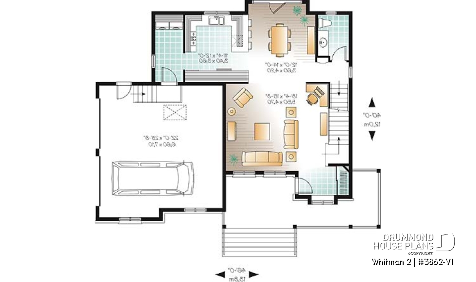 1st level - Great country house plan with master suite, well appointed kitchen and double garage - Whitman 2