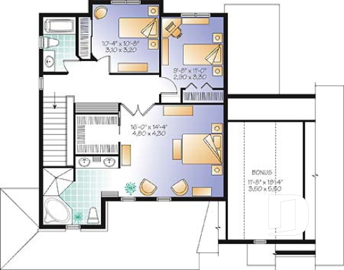 2nd level - Great country house plan with master suite, well appointed kitchen and double garage - Whitman 2