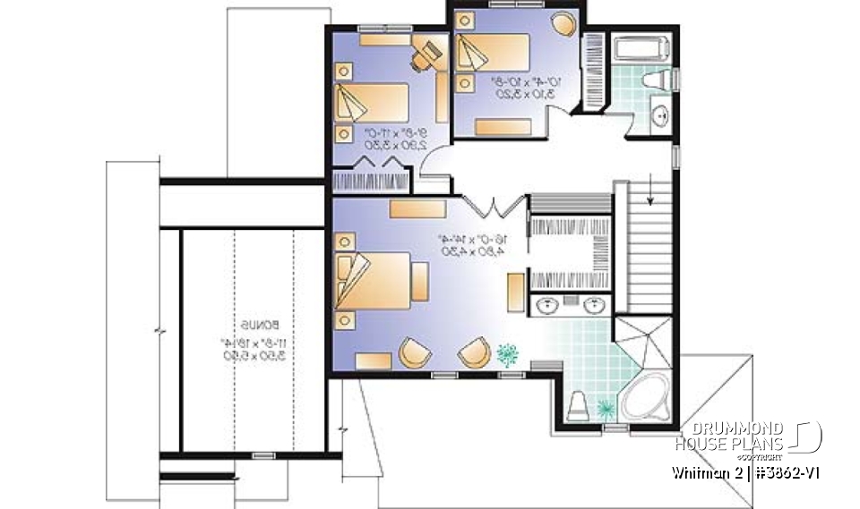 2nd level - Great country house plan with master suite, well appointed kitchen and double garage - Whitman 2