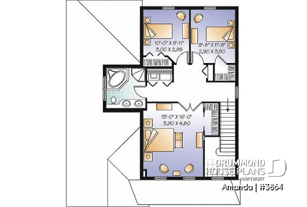 2 bath split plan in PDF House plan 3 bed room Amanda 1706G-3 side/brick Home 