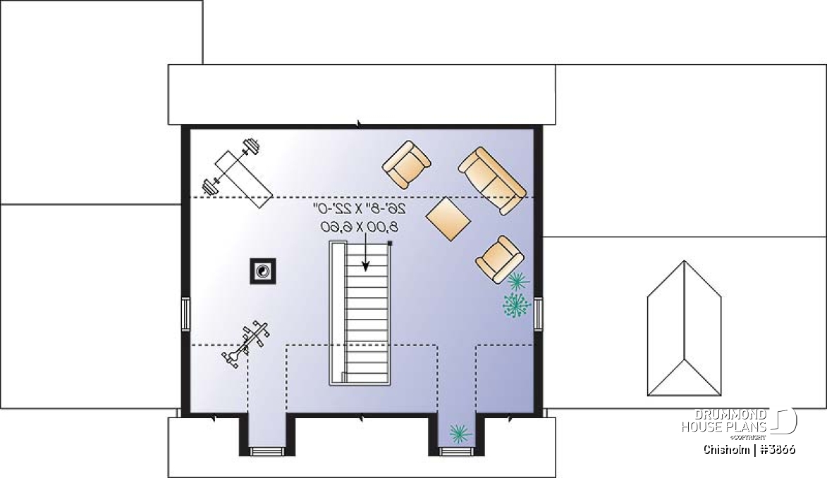 Bonus space - Three-level family house plan with open-concept layout, home office, bonus room, and unfinished basement - Chisholm