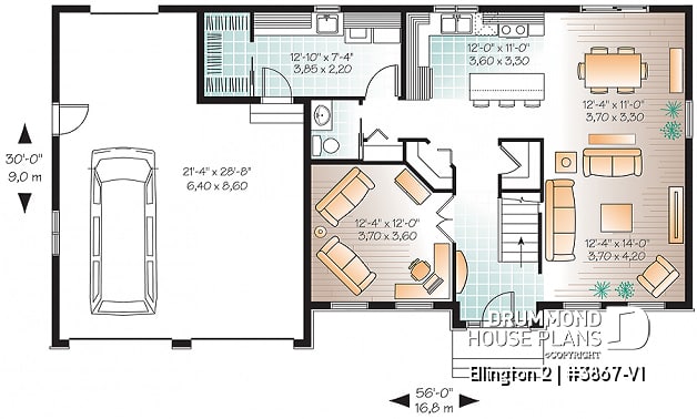 1st level - Large, economical, 4 bedroom Craftsman home, great laundry & pantry area, master suite - Ellington 2