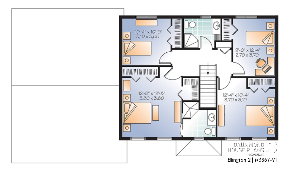 2nd level - Large, economical, 4 bedroom Craftsman home, great laundry &amp; pantry area, master suite - Ellington 2