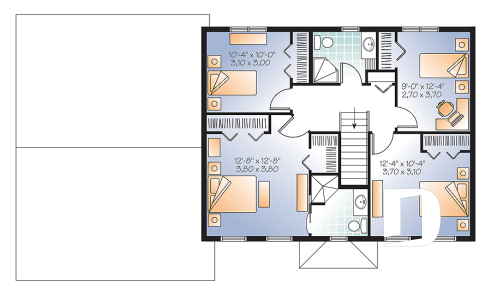 2nd level - Large, economical, 4 bedroom Craftsman home, great laundry & pantry area, master suite - Ellington 2