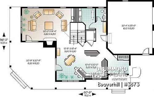 1st level - Beautiful lakefront home plan with home elevator, 5 bedroom with large master suite and double garage - Beaverhill