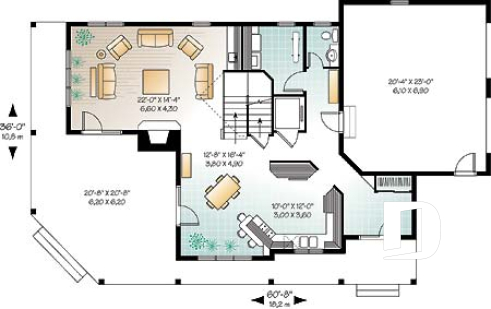1st level - Beautiful lakefront home plan with home elevator, 5 bedroom with large master suite and double garage - Beaverhill