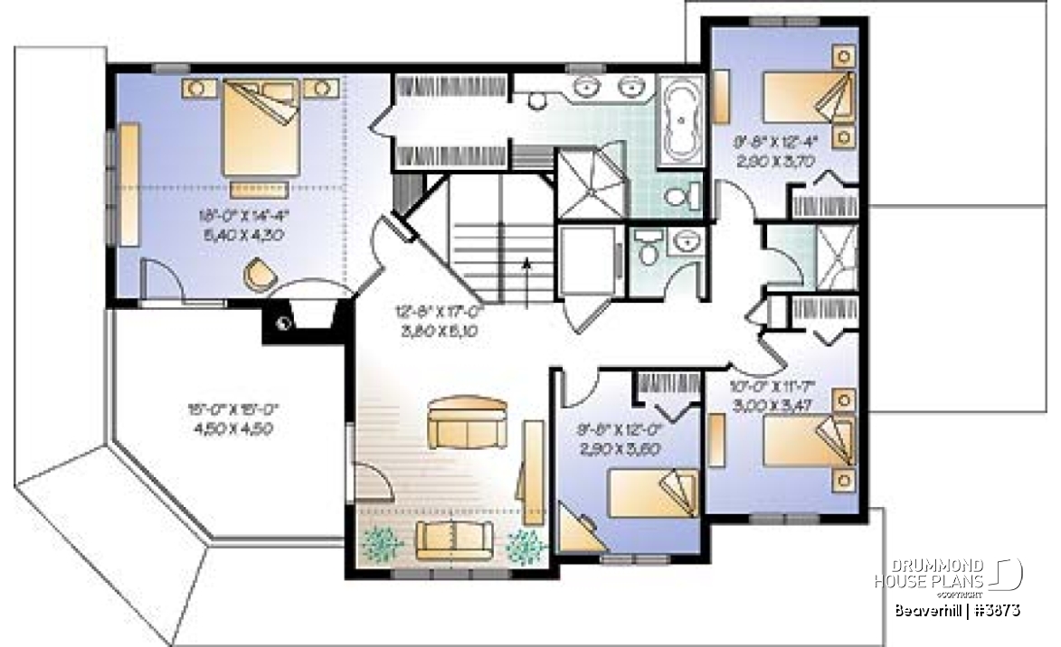 2nd level - Beautiful lakefront home plan with home elevator, 5 bedroom with large master suite and double garage - Beaverhill