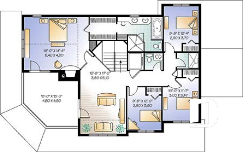 2nd level - Beautiful lakefront home plan with home elevator, 5 bedroom with large master suite and double garage - Beaverhill