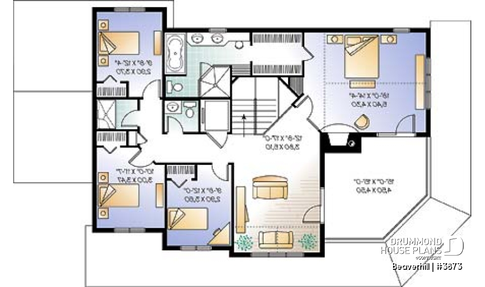 2nd level - Beautiful lakefront home plan with home elevator, 5 bedroom with large master suite and double garage - Beaverhill