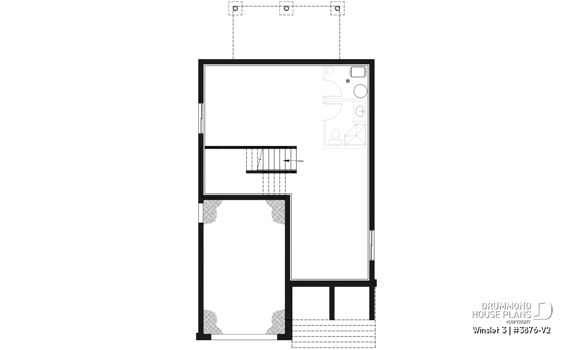 Basement - Modern 2 storey-home plan for narrow-lot, with garage, 3 bedrooms, open layout, laundry room on second floor - Winslet 3