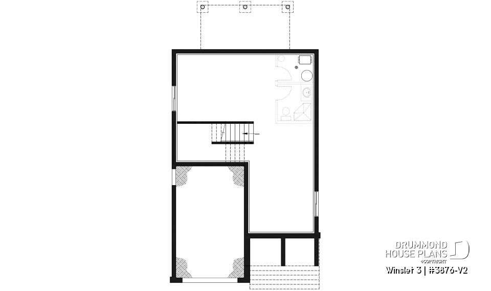 Basement - Modern 2 storey-home plan for narrow-lot, with garage, 3 bedrooms, open layout, laundry room on second floor - Winslet 3