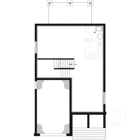 Basement - Modern 2 storey-home plan for narrow-lot, with garage, 3 bedrooms, open layout, laundry room on second floor - Winslet 3