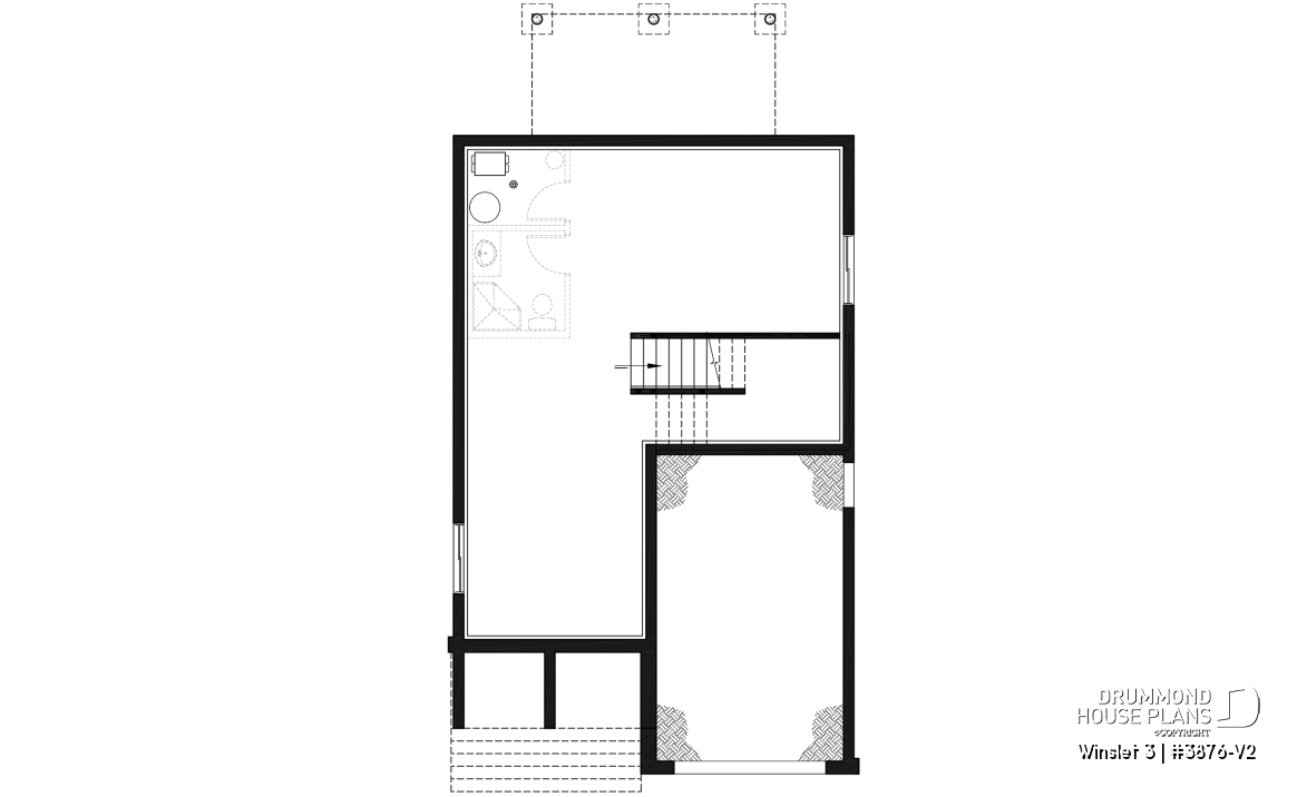 Basement - Modern 2 storey-home plan for narrow-lot, with garage, 3 bedrooms, open layout, laundry room on second floor - Winslet 3