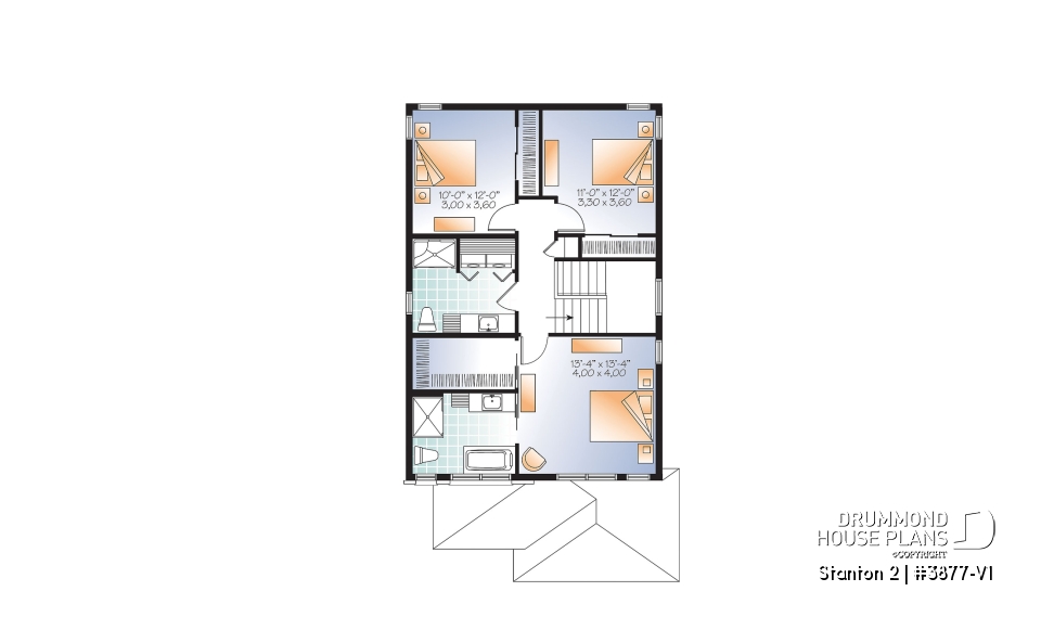 2nd level - Modern house plan with garage, narrow lot design, great master suite, open layout, laundry on second floor - Stanton 2