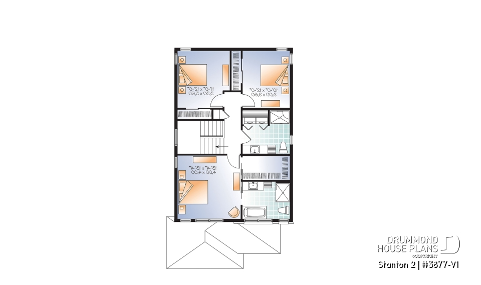 2nd level - Modern house plan with garage, narrow lot design, great master suite, open layout, laundry on second floor - Stanton 2
