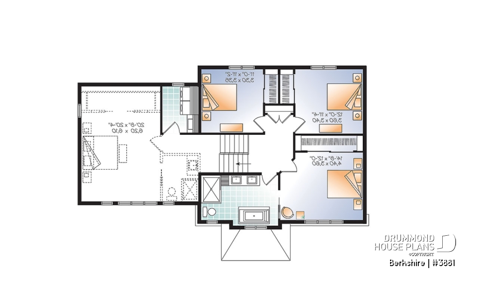 2nd level - Beautiful transitional style home plan, large bonus space, open floor plan concept with large kitchen island - Berkshire