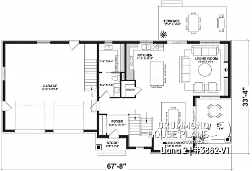1st level - Modern farmhouse with garage, 4 bedrooms, home theater, office and 3 front balconies - Liana 2