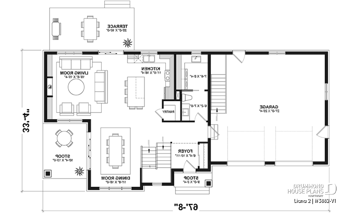 1st level - Modern farmhouse with garage, 4 bedrooms, home theater, office and 3 front balconies - Liana 2