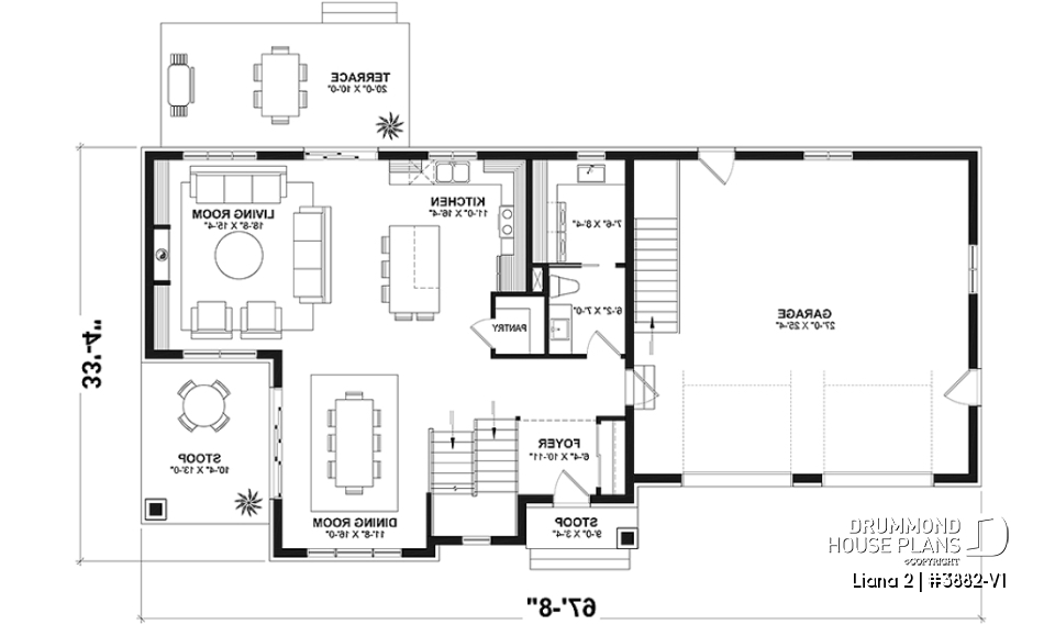1st level - Modern farmhouse with garage, 4 bedrooms, home theater, office and 3 front balconies - Liana 2