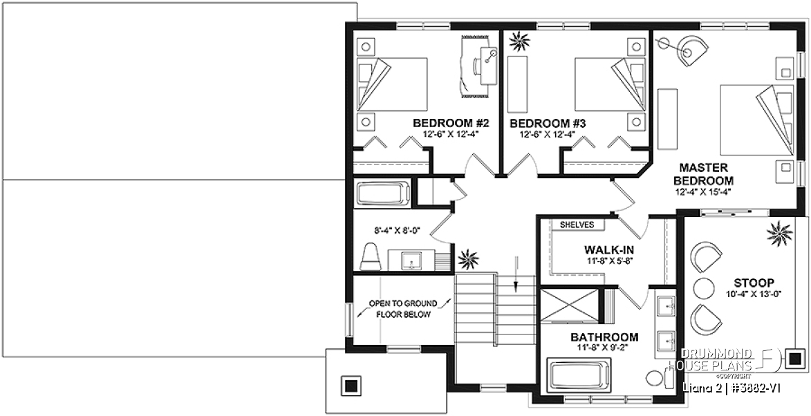2nd level - Modern farmhouse with garage, 4 bedrooms, home theater, office and 3 front balconies - Liana 2