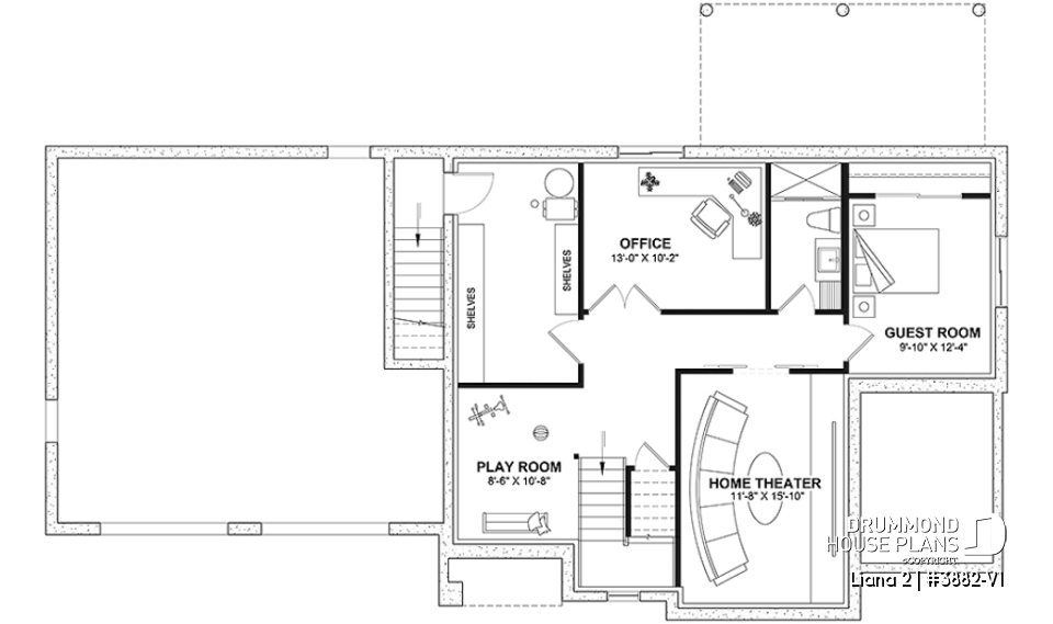 Basement - Modern farmhouse with garage, 4 bedrooms, home theater, office and 3 front balconies - Liana 2