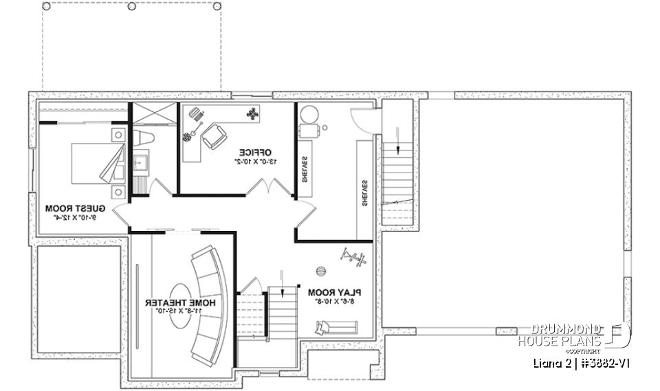 Basement - Modern farmhouse with garage, 4 bedrooms, home theater, office and 3 front balconies - Liana 2