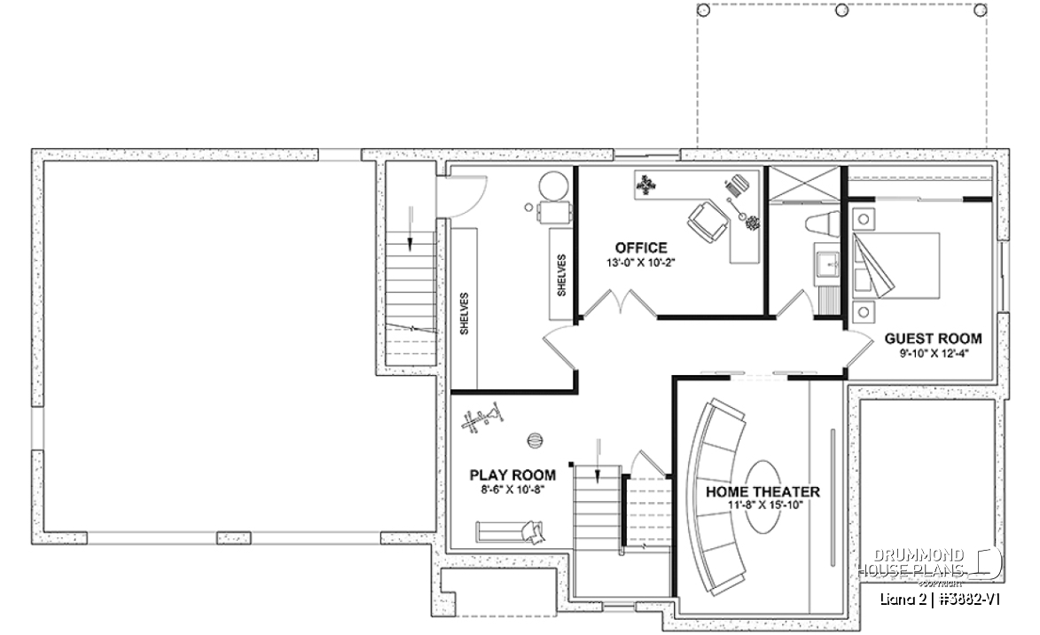 Finished basement (Optional $) - Modern farmhouse with garage, 4 bedrooms, home theater, office and 3 front balconies - Liana 2