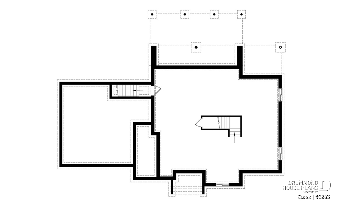 Basement - Modern Cube shaped house plan, master suite, 4 bedrooms, open floor plan, home office, 2-car garage, pantry - Essex
